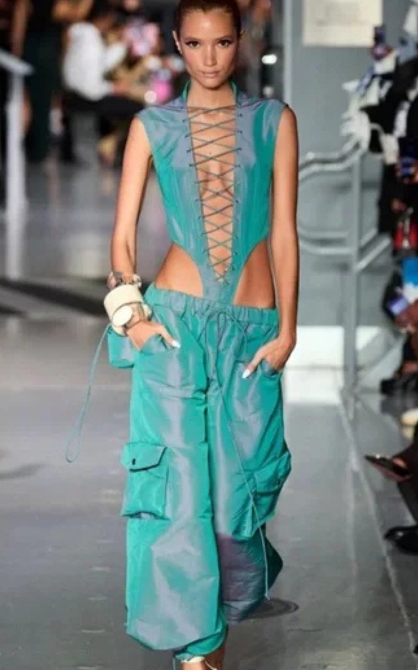 Sleeveless Lace-up Bodysuit