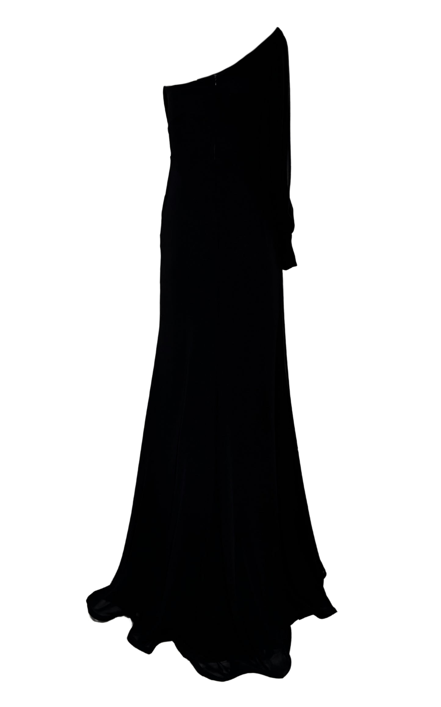 One-Shoulder Long Sleeve Chiffon Gown