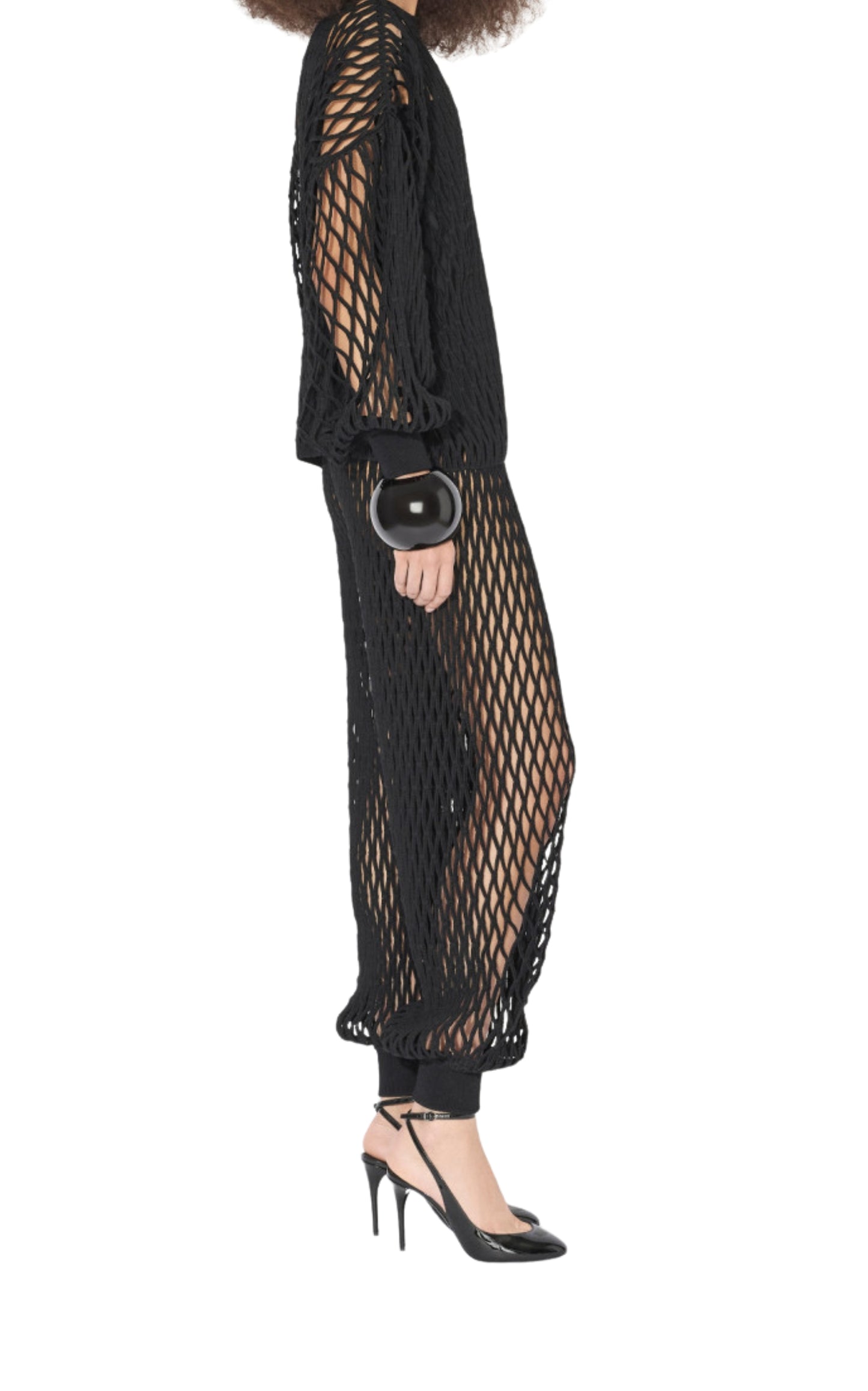 Black Macrame Fishnet Sweater