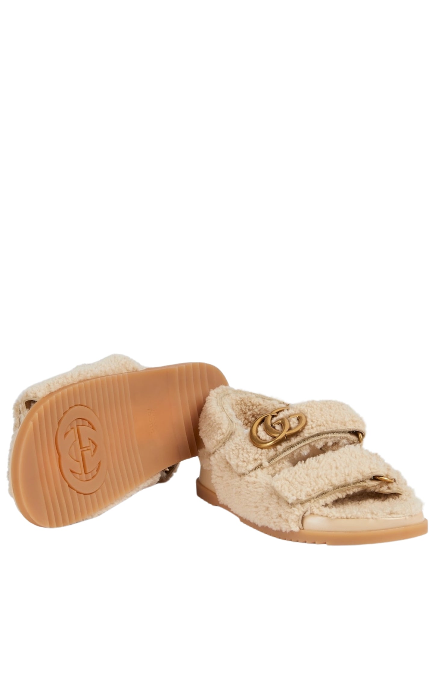 Double G Merino Wool Sandals in Beige