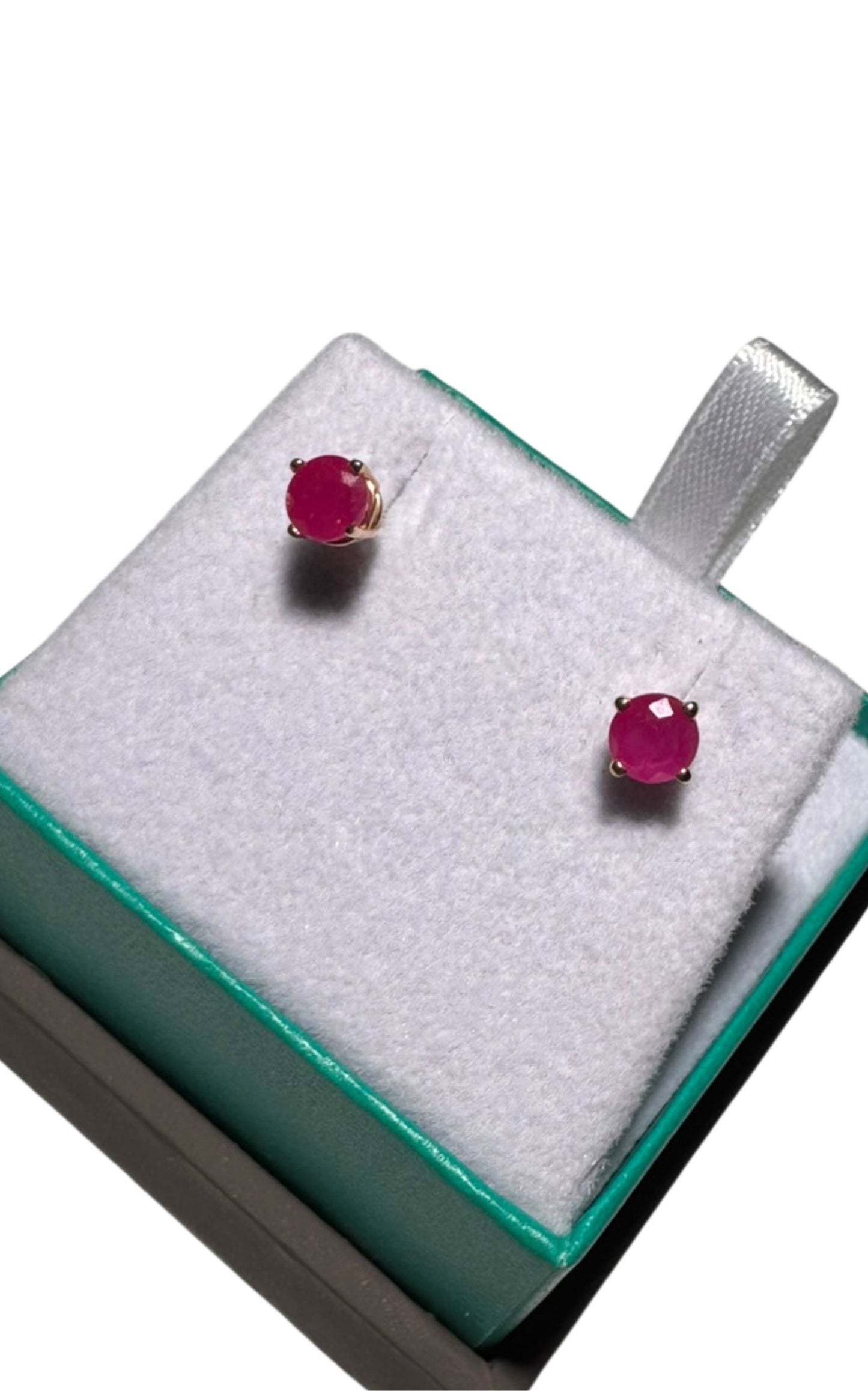 Ruby Royale 14K Yellow Gold Round Solitaire Ruby Stud Earrings, 1.14 TCW