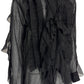 Black Ruffle Cotton Silk Blend Shirt
