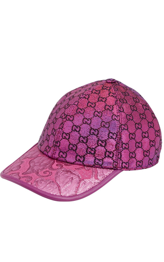 Monogram Jacquard Baseball Cap-Hats-Gucci-M-Pink-Silk-Runway Catalog