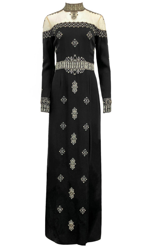 Black Beaded Silk Dress
