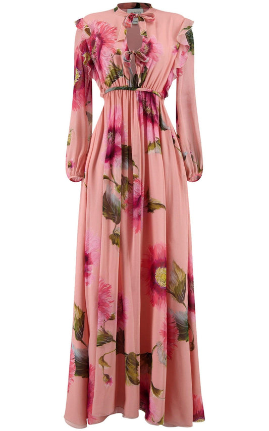 Botanic Blow Up-print Silk Georgette Gown-Maxi Dresses-Giambattista Valli-IT 42-Pink-Silk-Runway Catalog