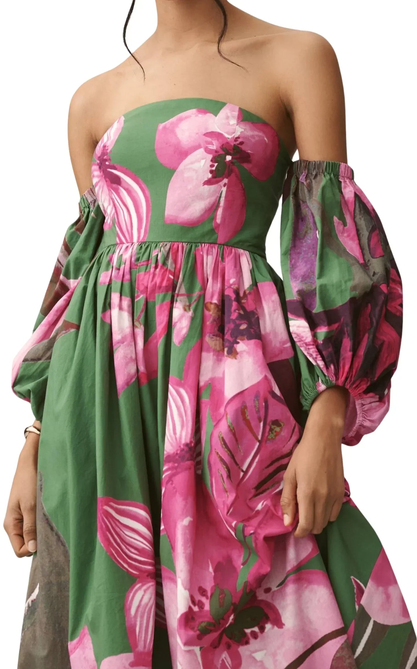 Off-The-Shoulder Floral Printed Maxi Dress