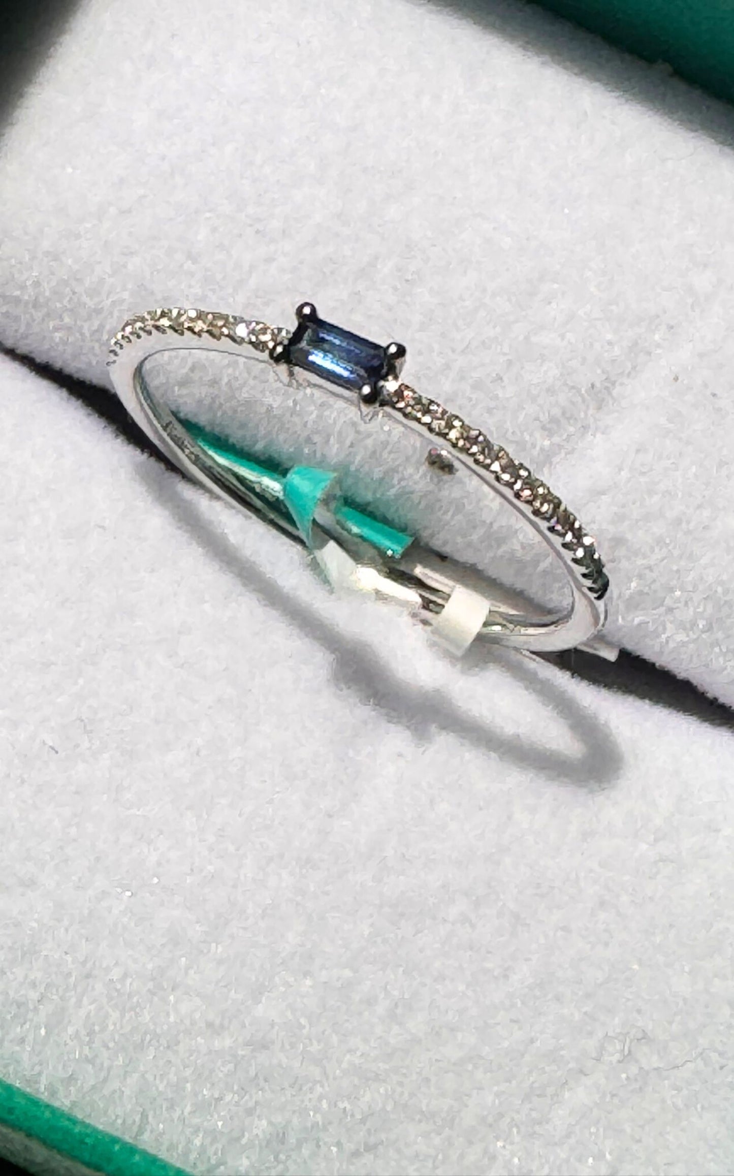 Royale Bleu 14K White Gold Natural Sapphire 0.08 CT. T.W. Diamond Ring Size 7