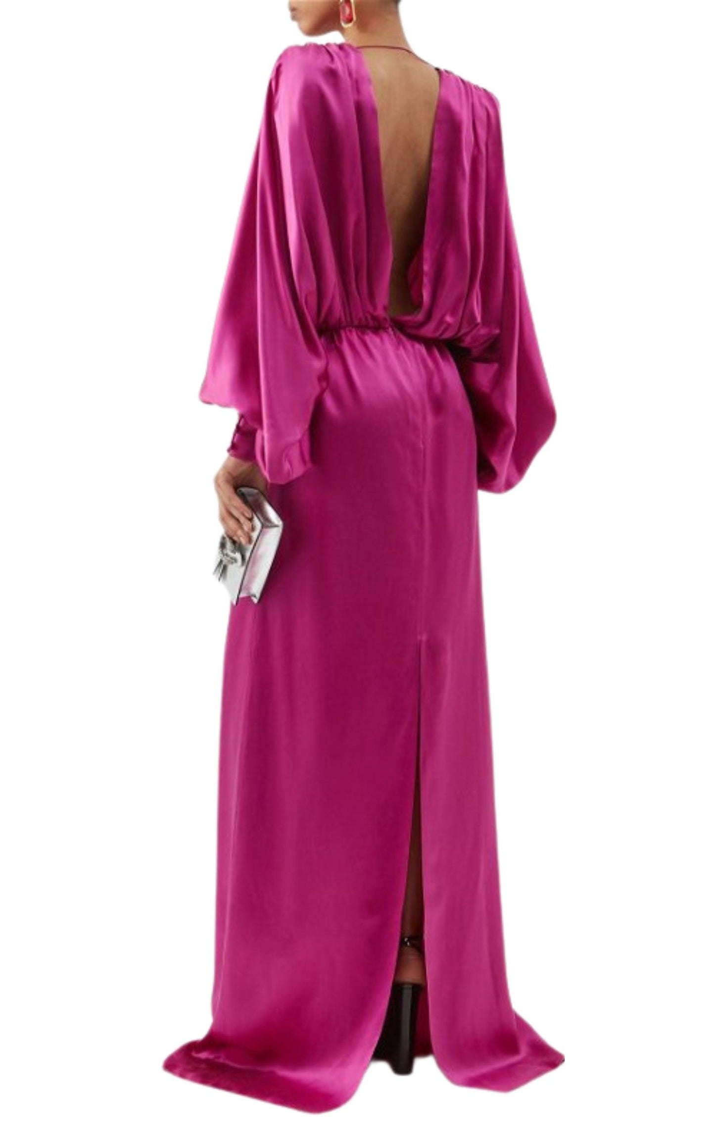 Draped Silk-blend Satin Gown Dress