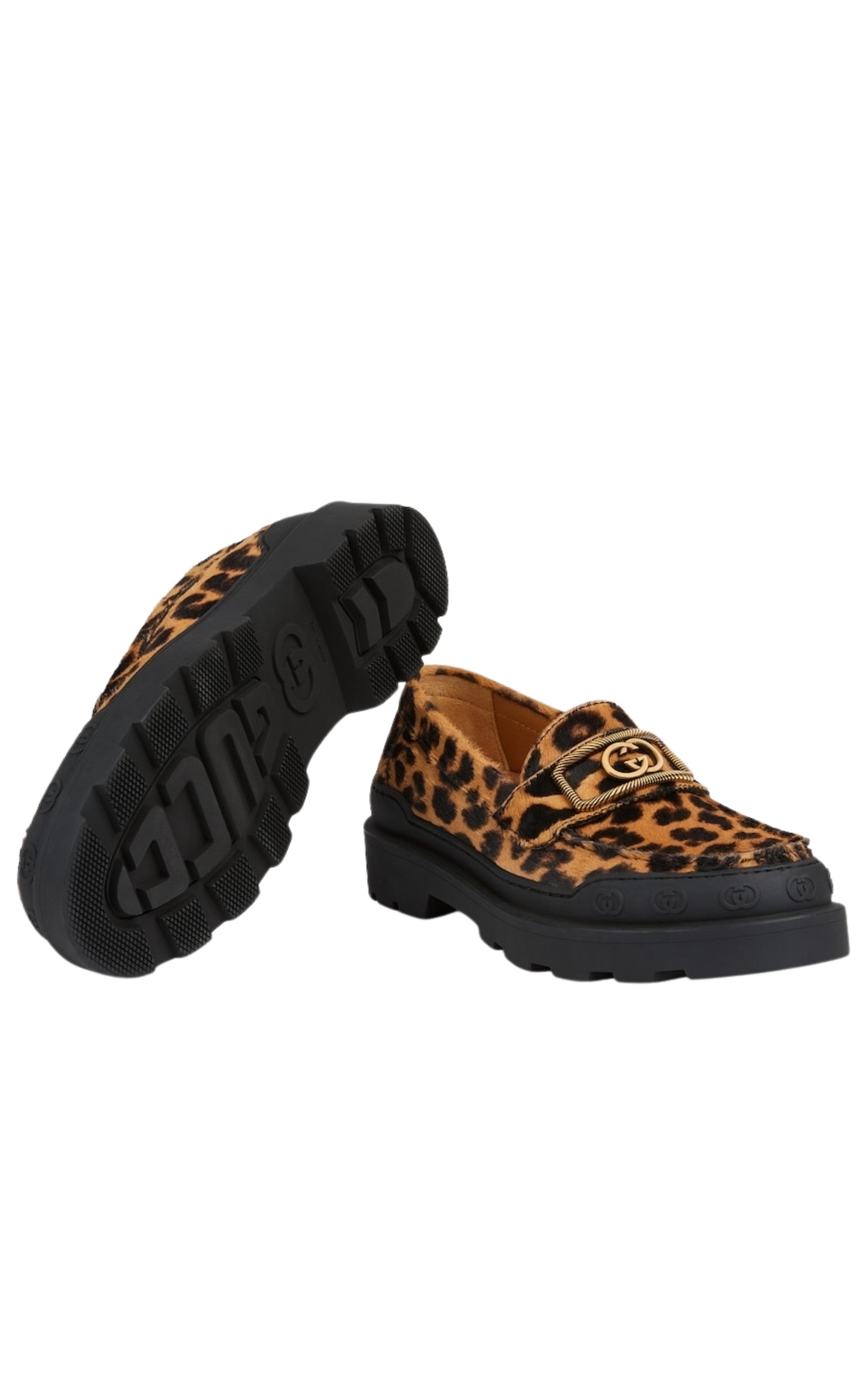 Interlocking G Leopard Print Leather Loafer