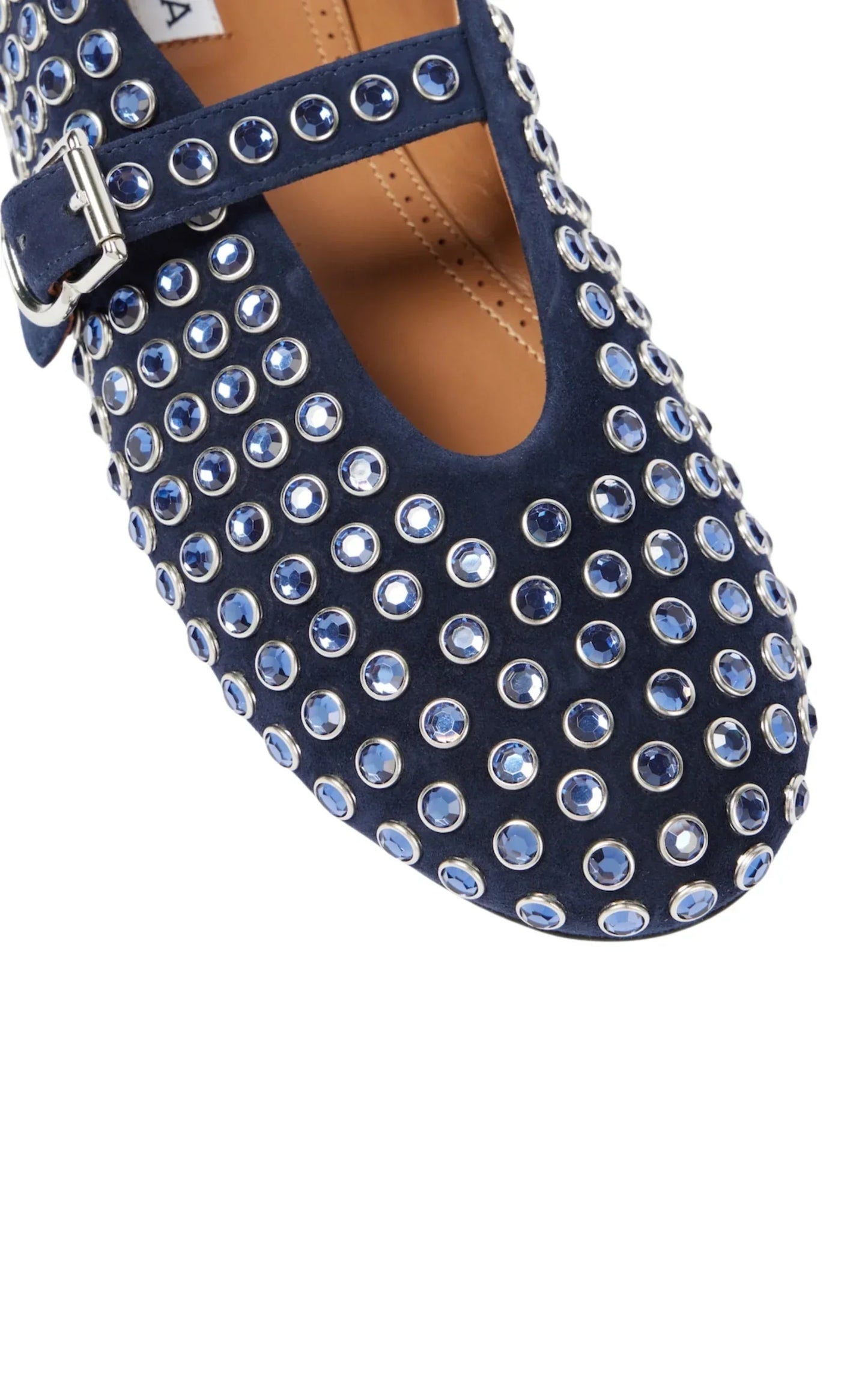 Alaia Blue Embellished Suede Ballet Flats