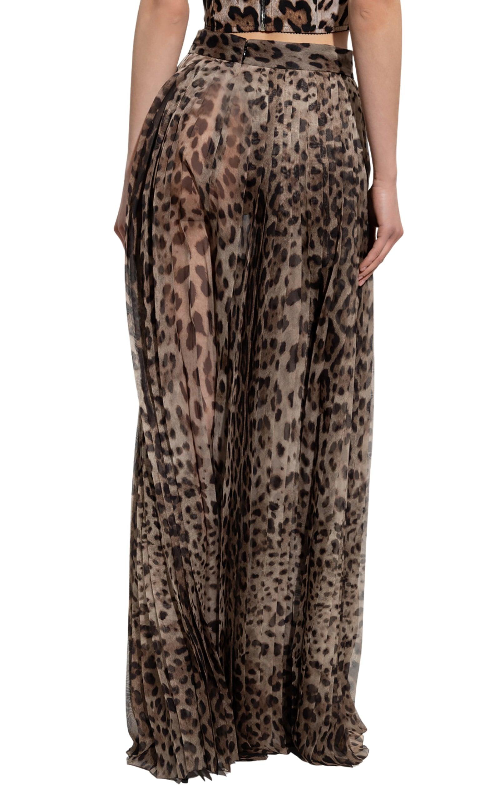  Dolce & GabbanaLeopard Print Wide Chiffon Pants - Runway Catalog