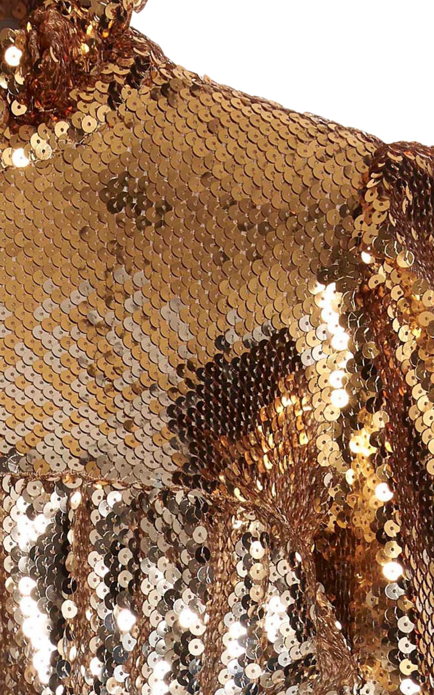 Top con paillettes e collo alto con volant