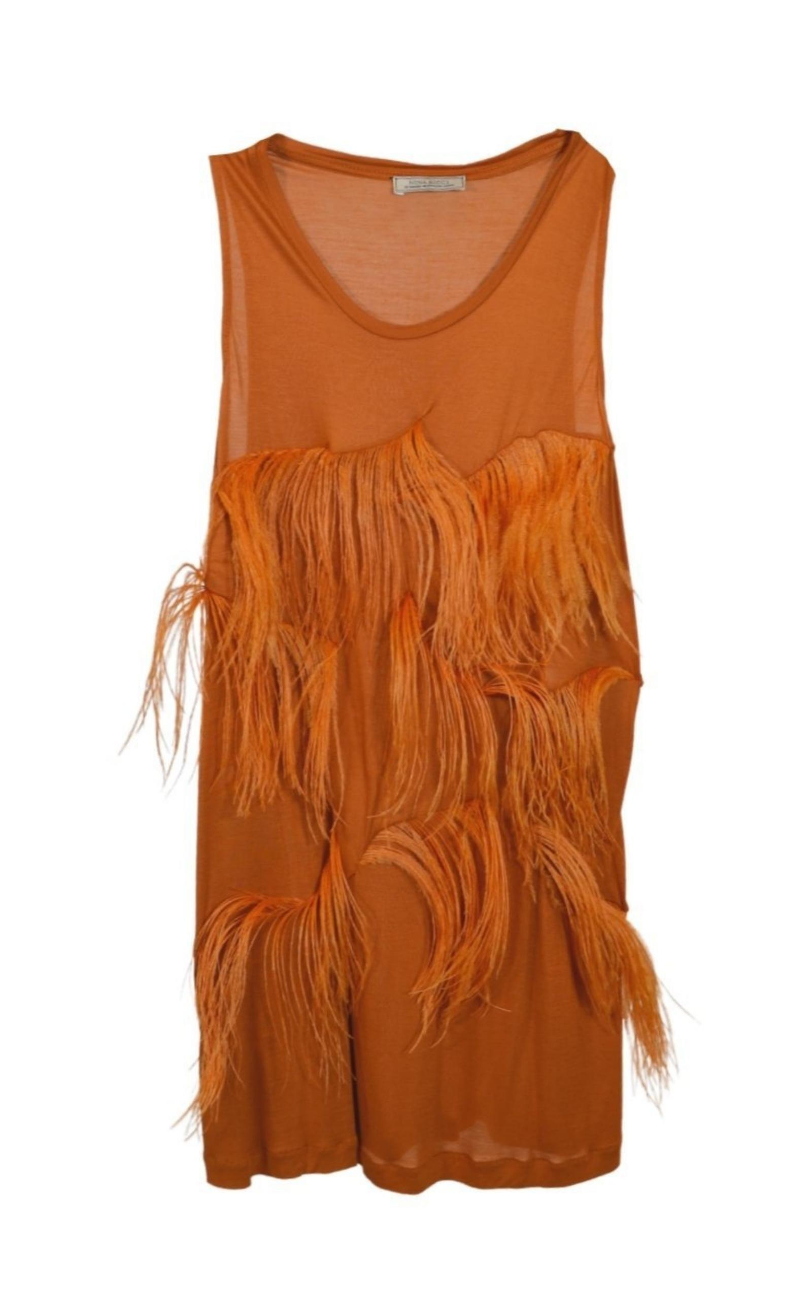Nina Ricci Amber Feather-Embellished Stretch-jersey Top