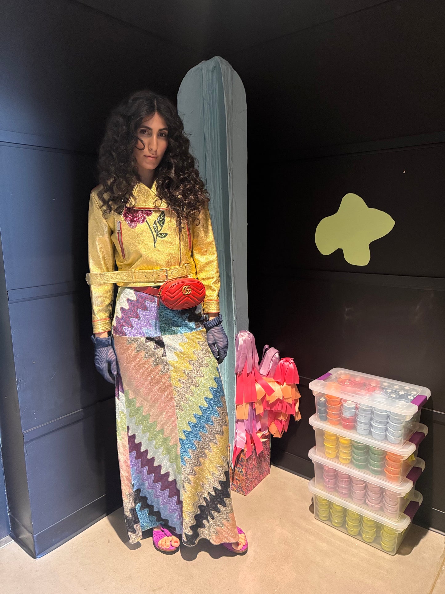 Gold Leather Short Biker Jacket