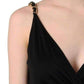  BalmainBlack Fitted Wrap Metal Chain Straps Silk Blend Dress - Runway Catalog