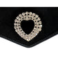  Alessandra RichBlack Leather and Velvet Crystal Heart Belt - Runway Catalog
