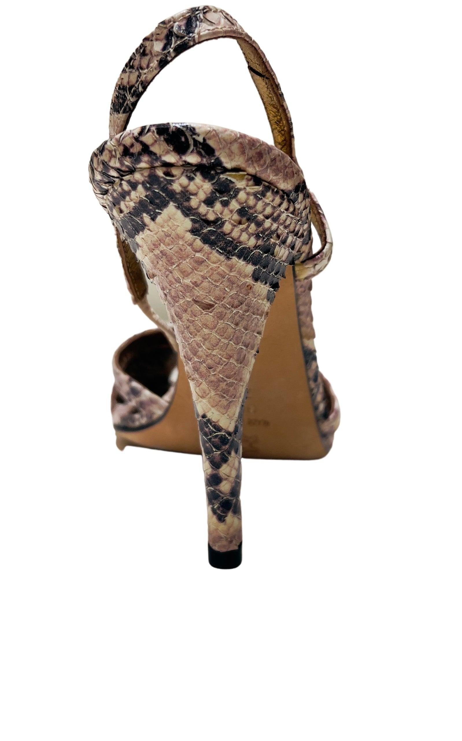  BCBGMAXAZRIACriss Cross Snake Print Leather Sandals - Runway Catalog