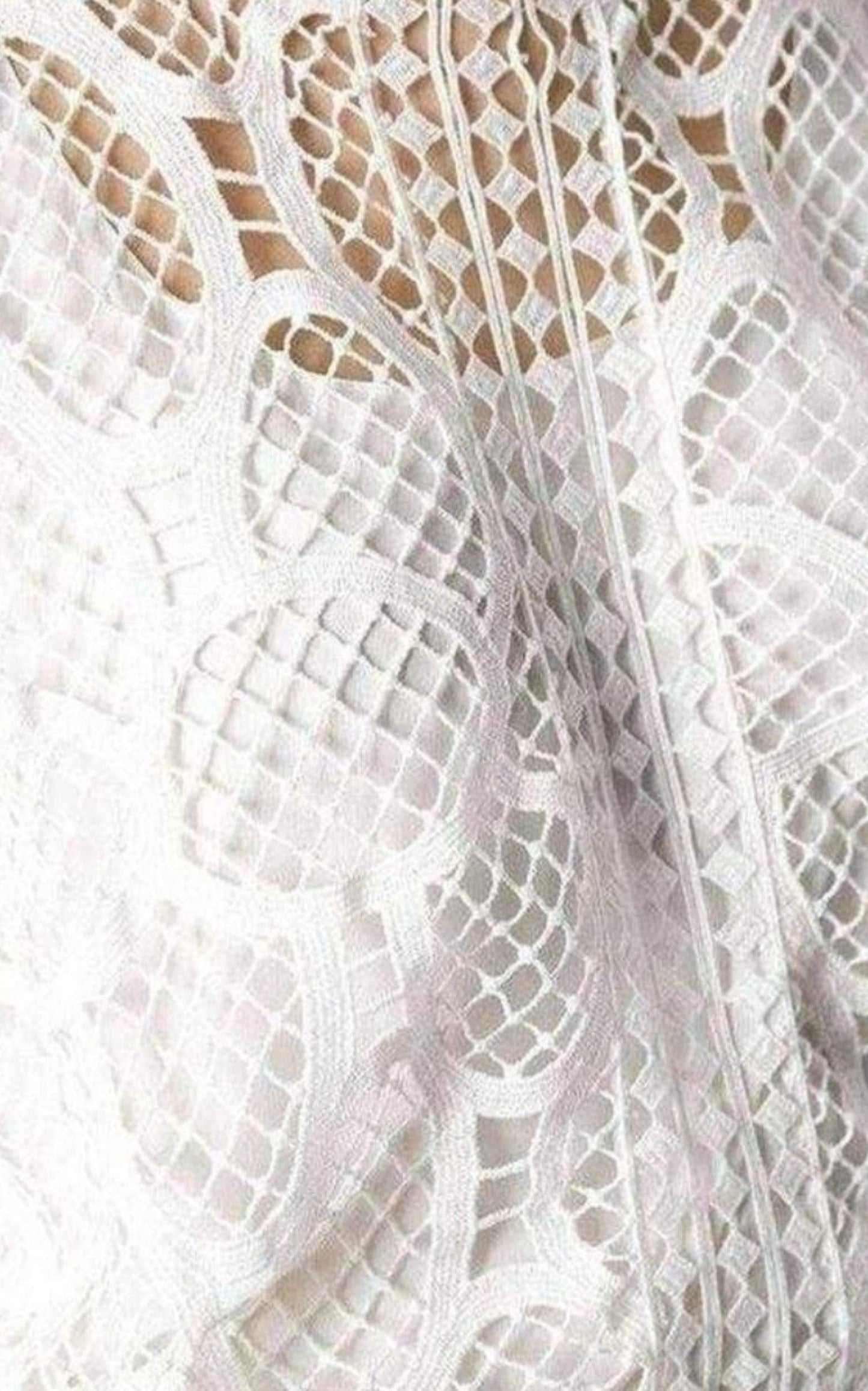 Copy of Crochet Lace Cotton Dress-Mini Dresses-Chloe-FR 38-White-Synthetics-Runway Catalog