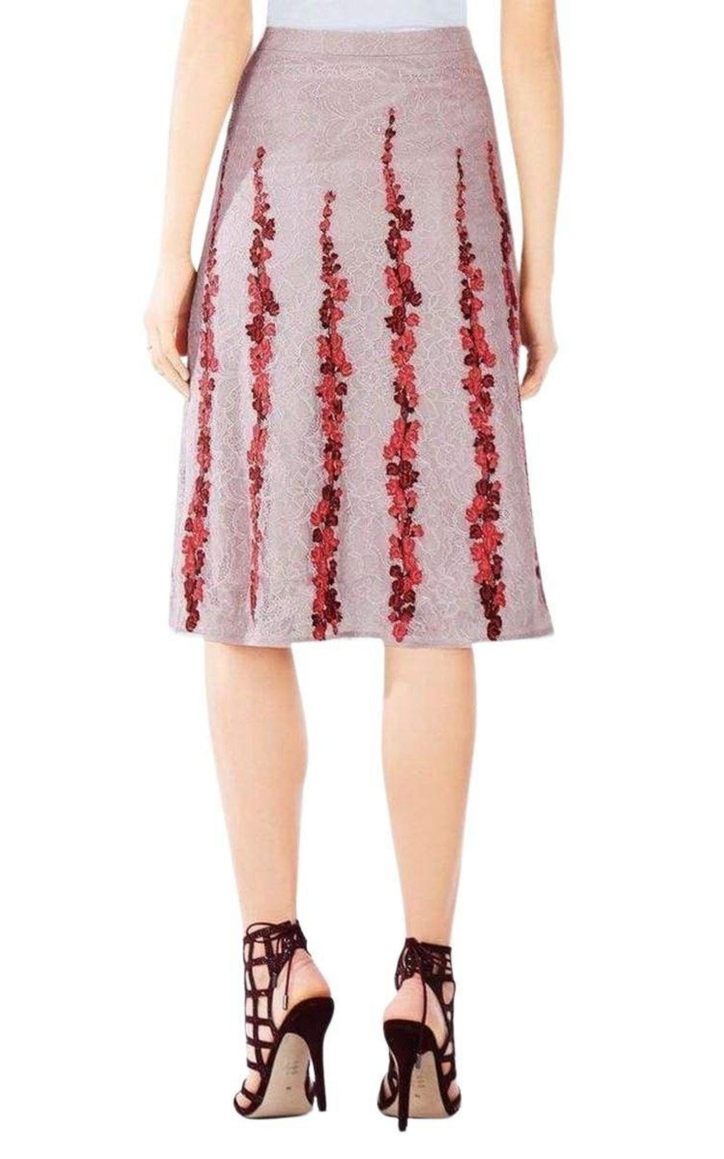  BCBGMAXAZRIAFloral Embroidered Midi Skirt - Runway Catalog