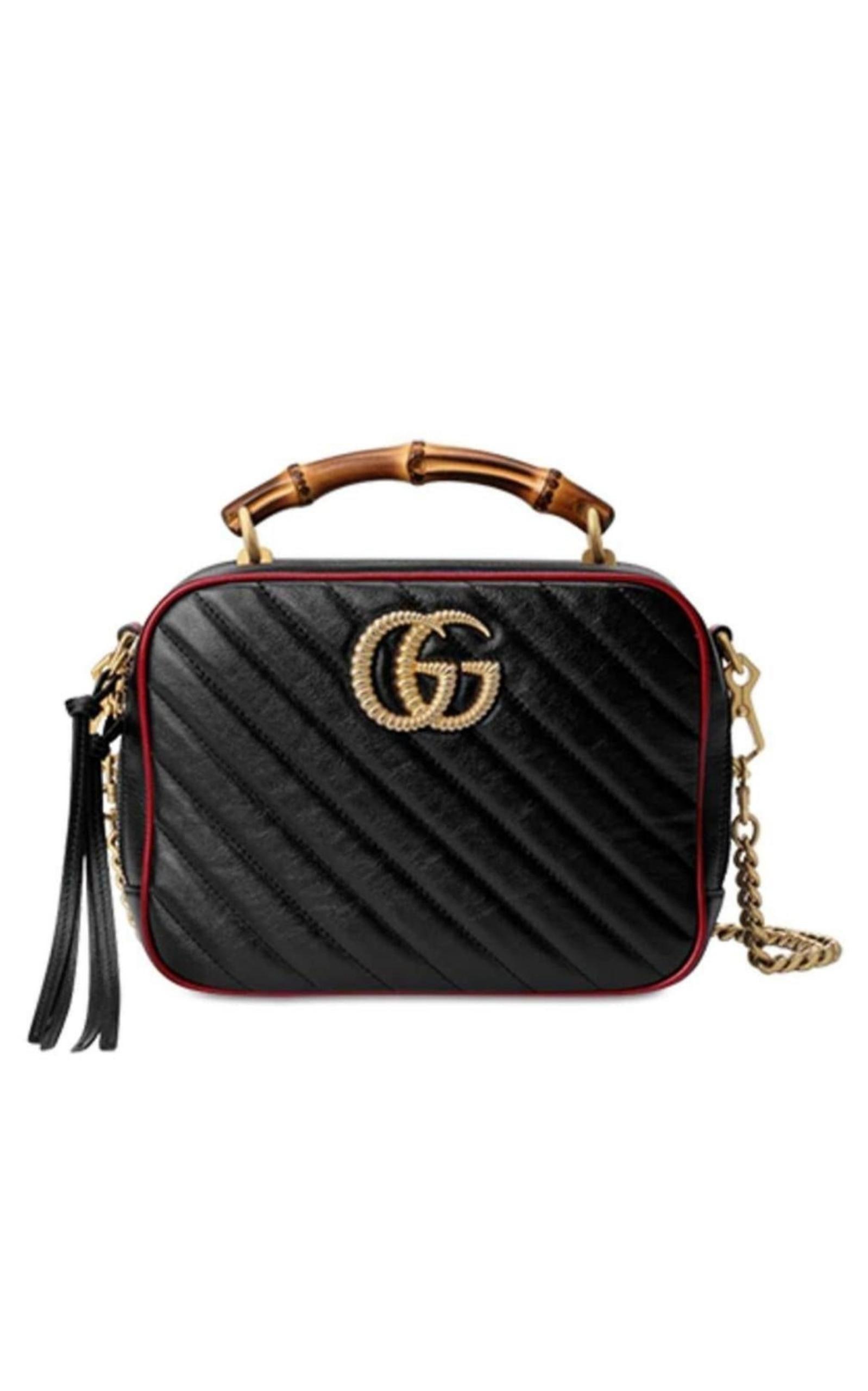 Gucci Matelasse Leather GG Marmont Top Handle Zip Around Small