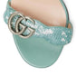  GucciGreen Sequin GG Marmont Mid Heeled Sandals - Runway Catalog