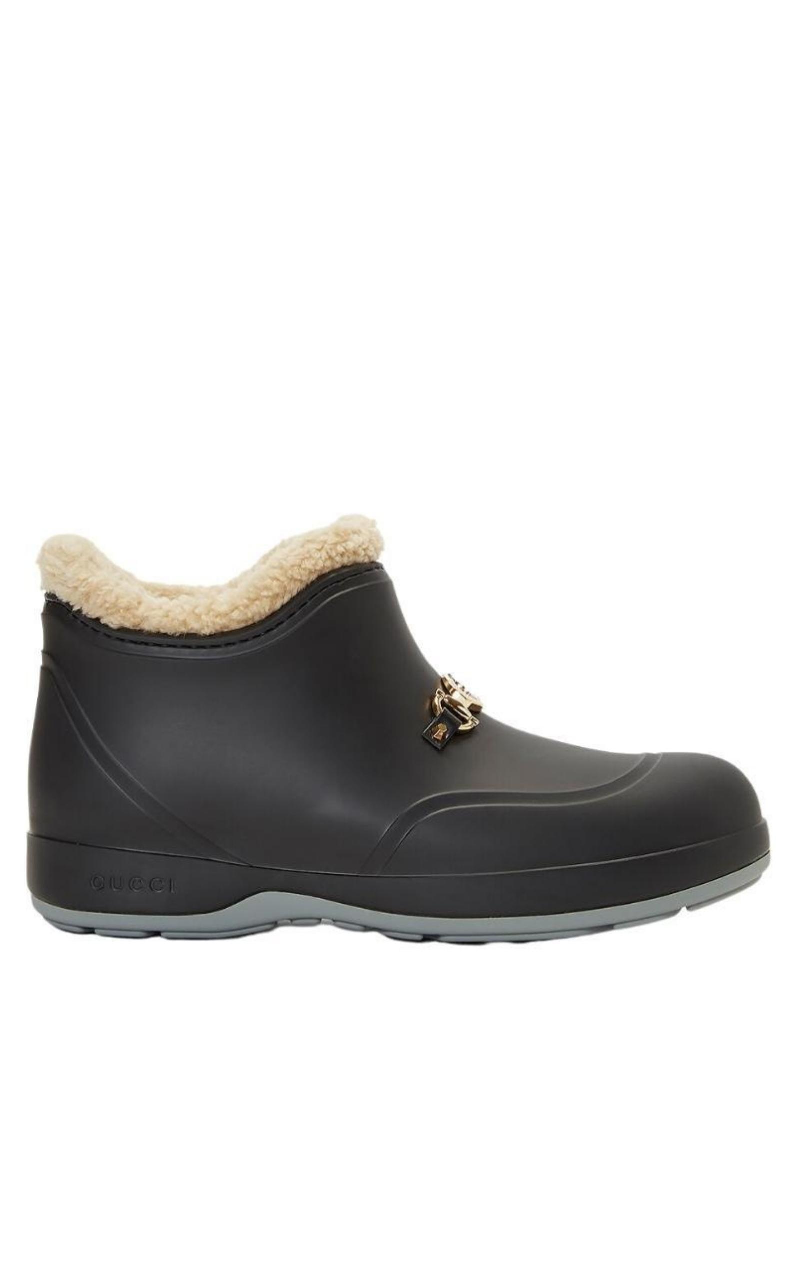 Logo Rubber Ankle Boots in Black - Gucci
