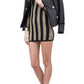 BalmainLurex Gold Black Striped Pattern Mini Dress - Runway Catalog