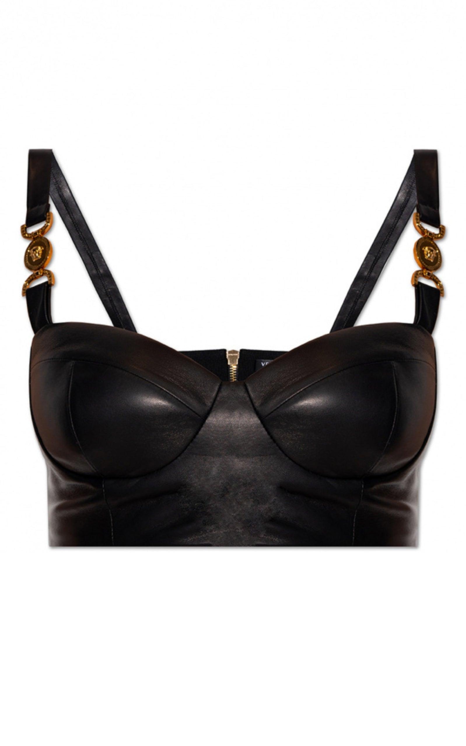 Faux Leather Bralette Top, Faux Leather Bustier, Leather Top