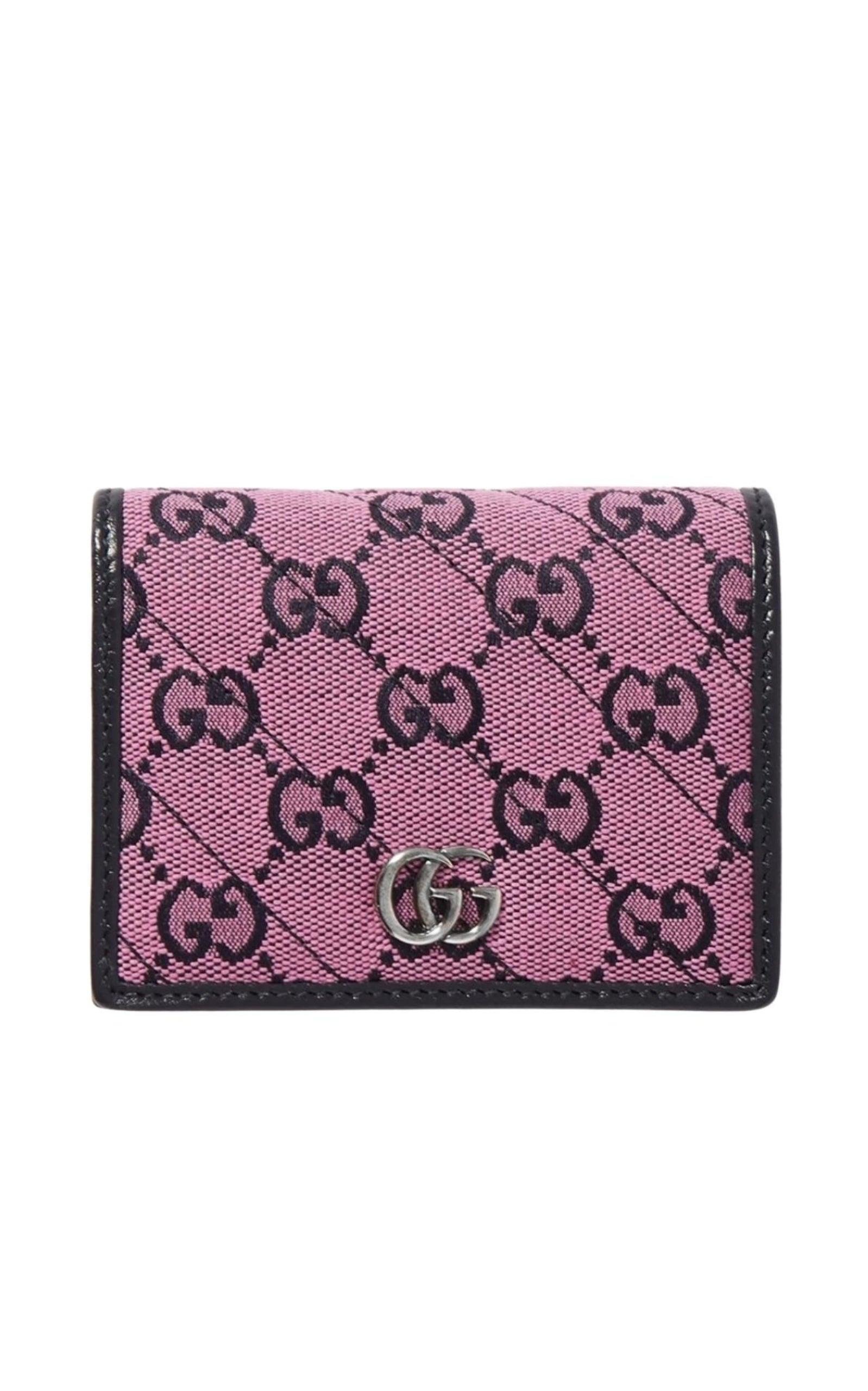 GG Marmont chain wallet in black leather and GG Supreme