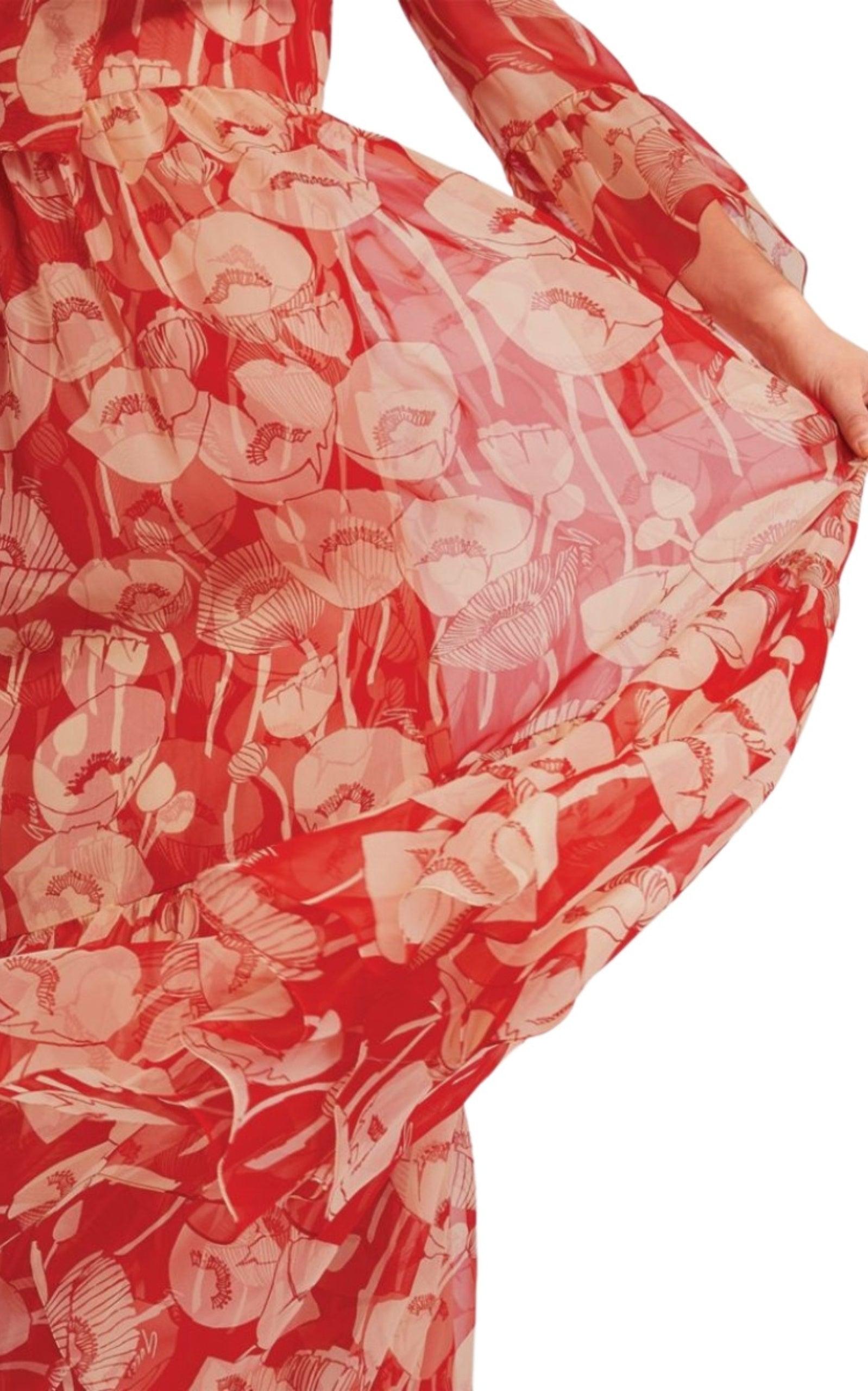  GucciPoppy Silk Organza Maxi Dress - Runway Catalog