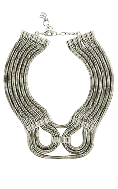  BCBGMAXAZRIASilver Statement Futura Snake chain Necklace - Runway Catalog