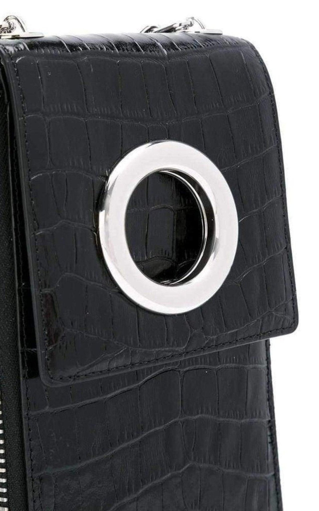 Alexander Wang Black Shoulder Wallet Crocodile Embossed Leather - Runway Catalog
