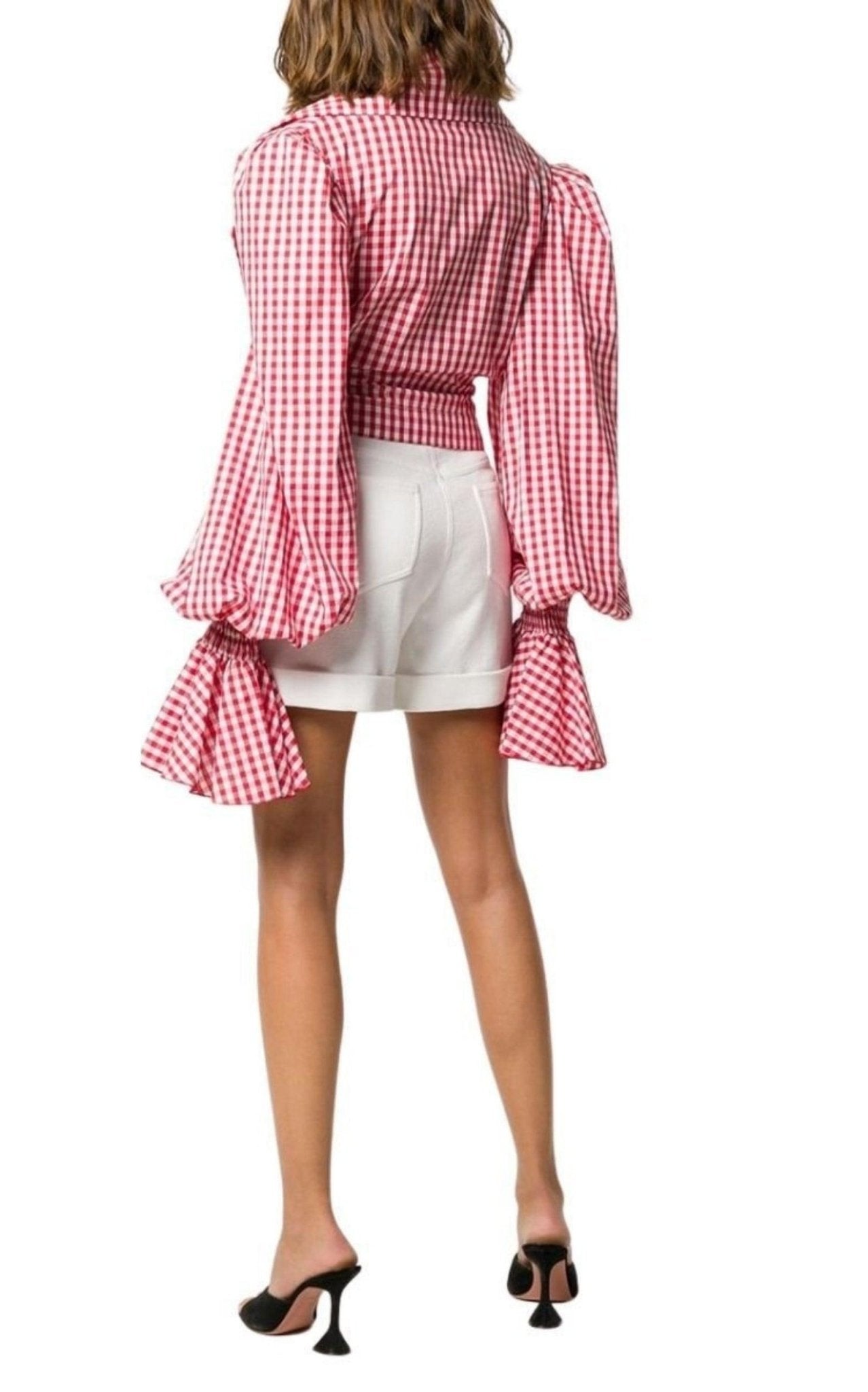 Balmain Balloon - Sleeve Gingham Blouse - Runway Catalog