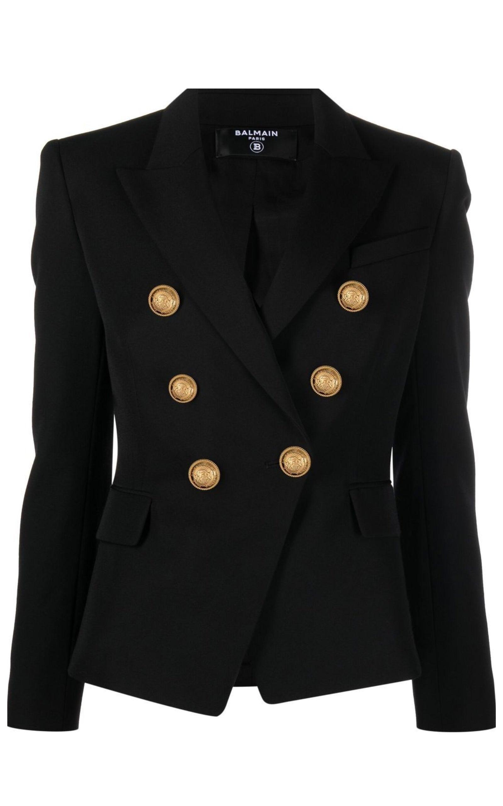 Balmain Double Breasted Blazer in Black Runway Catalog