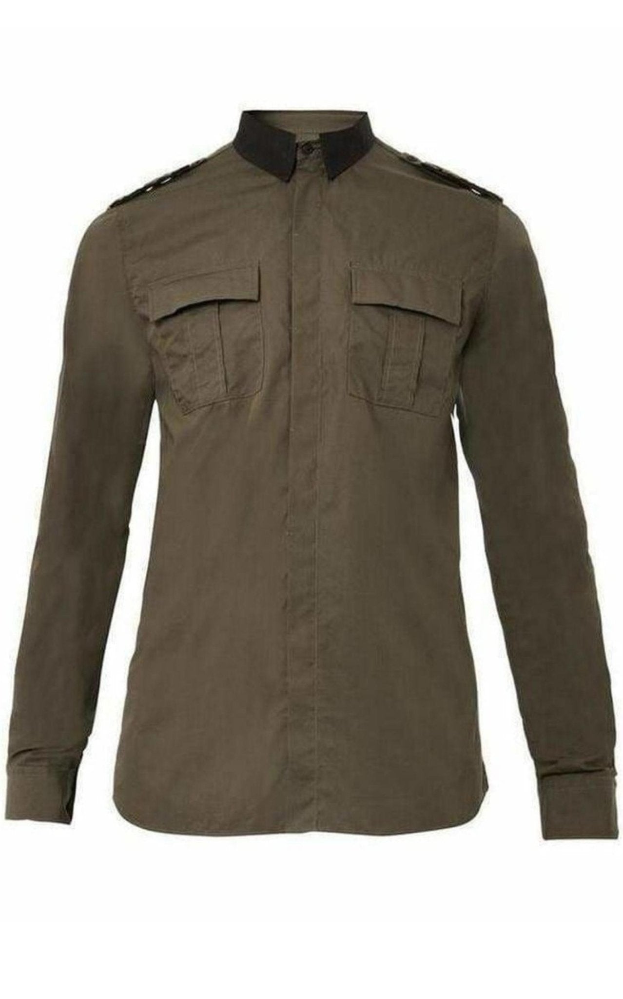 Balmain Military Khaki Shirt Style - Runway Catalog