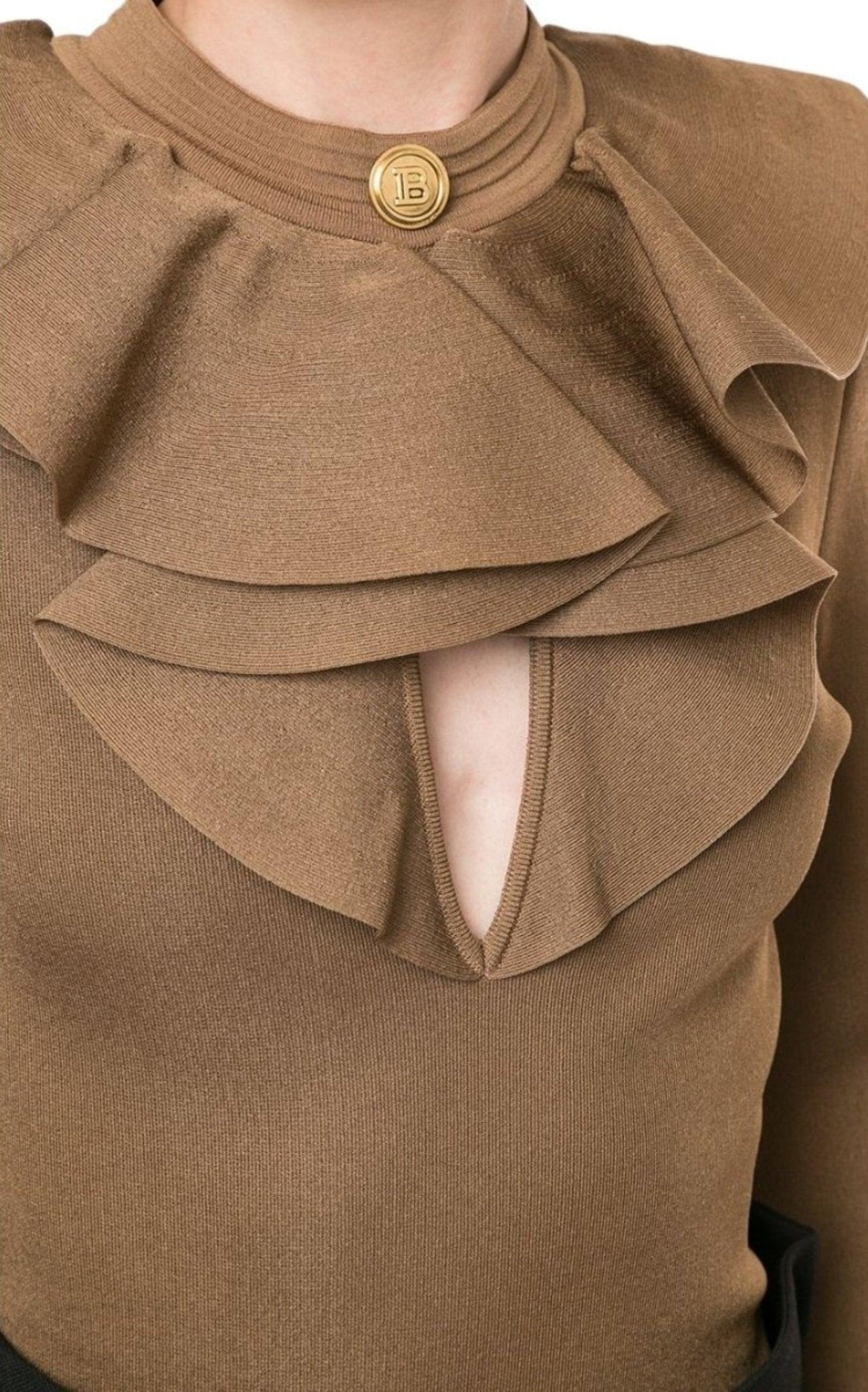 Balmain Ruffled Knit Bodysuit - Runway Catalog