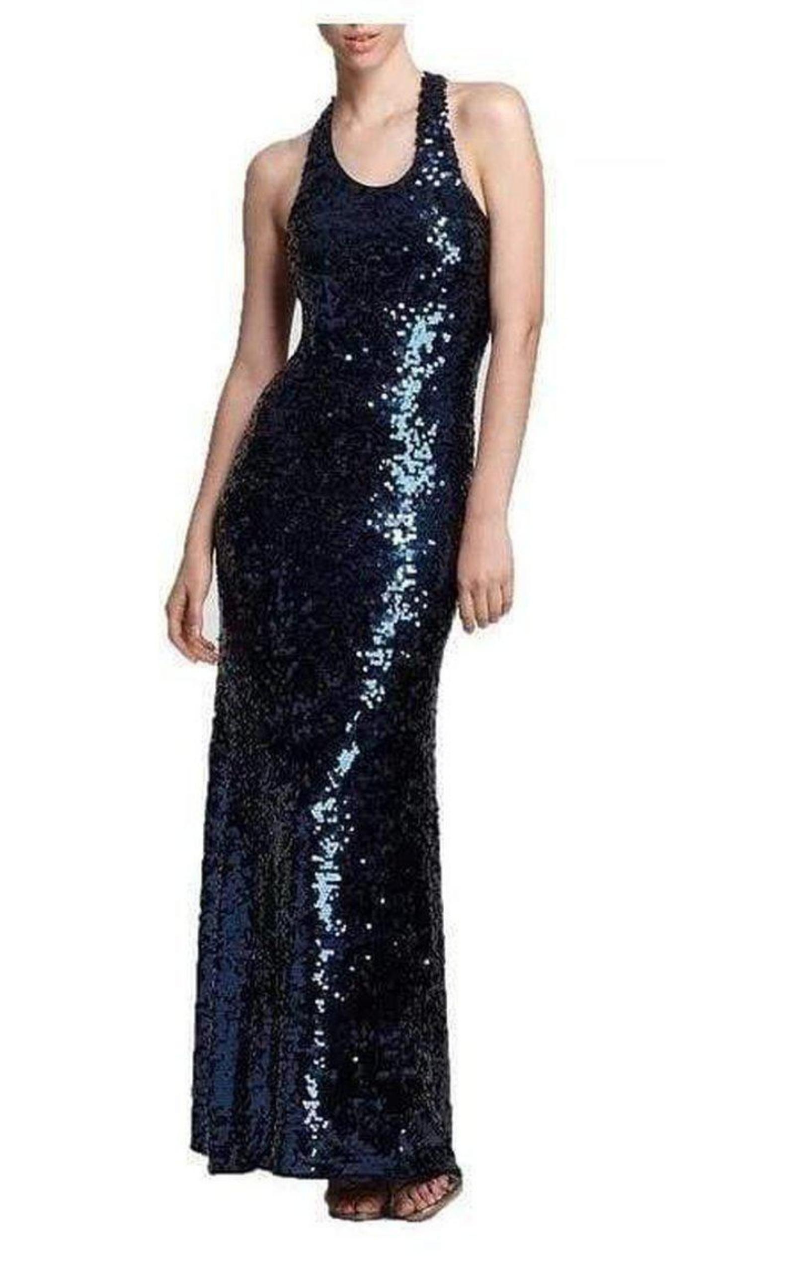 Bcbgmaxazria Allure Blue Sequined Maxi Dress Runway Catalog