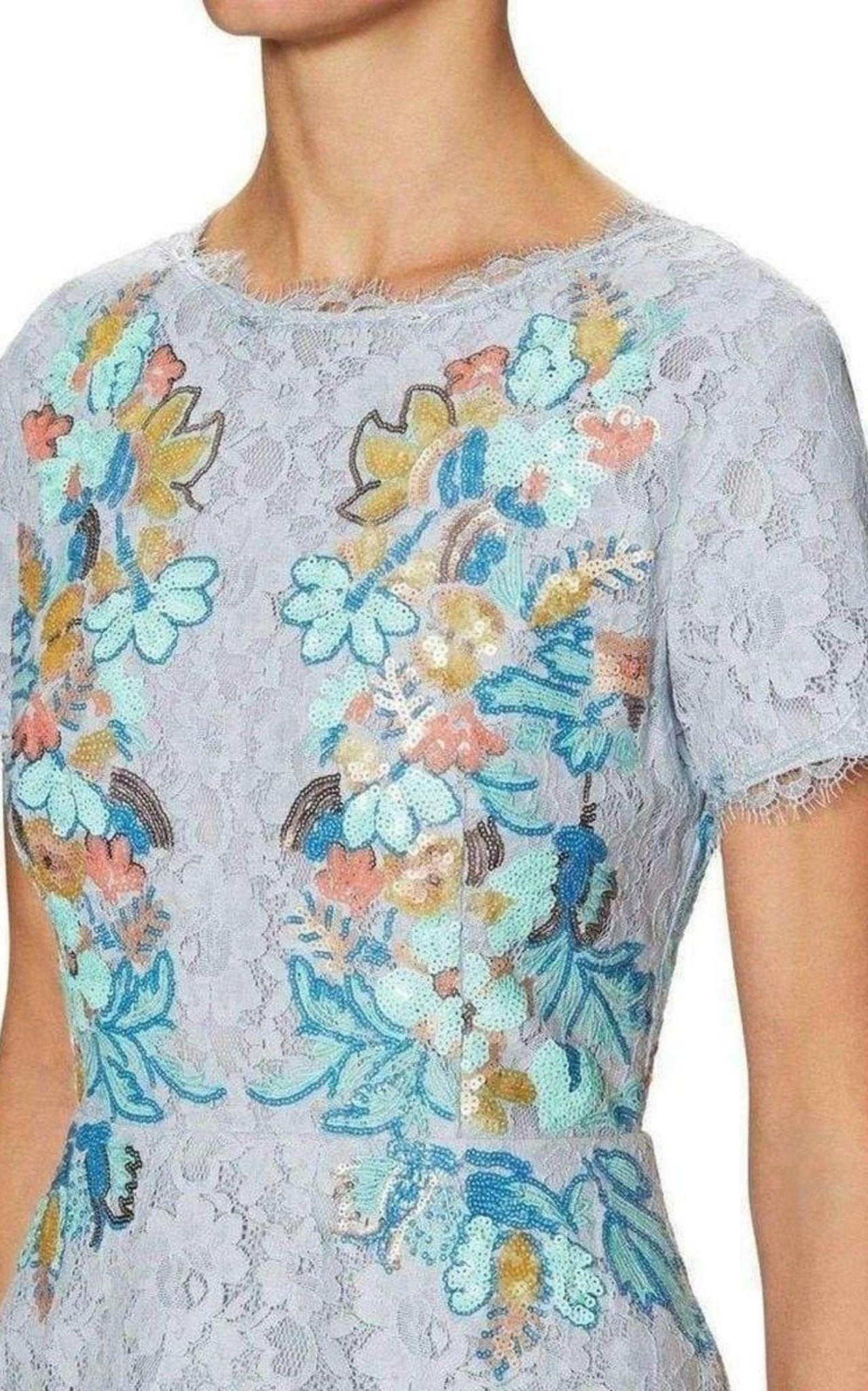 BCBGMAXAZRIA Anaya Lace Peplum Sequin Detail Gown - Runway Catalog