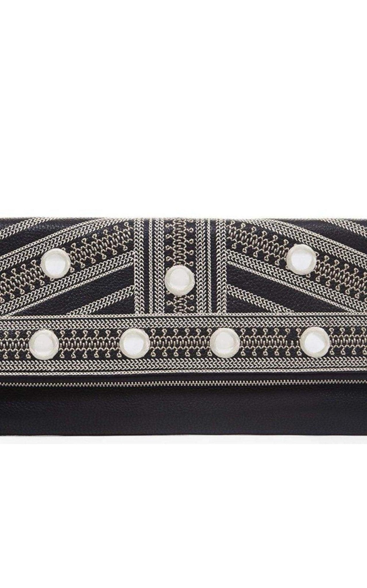BCBGMAXAZRIA Black Leather Fold Over Clutch - Runway Catalog