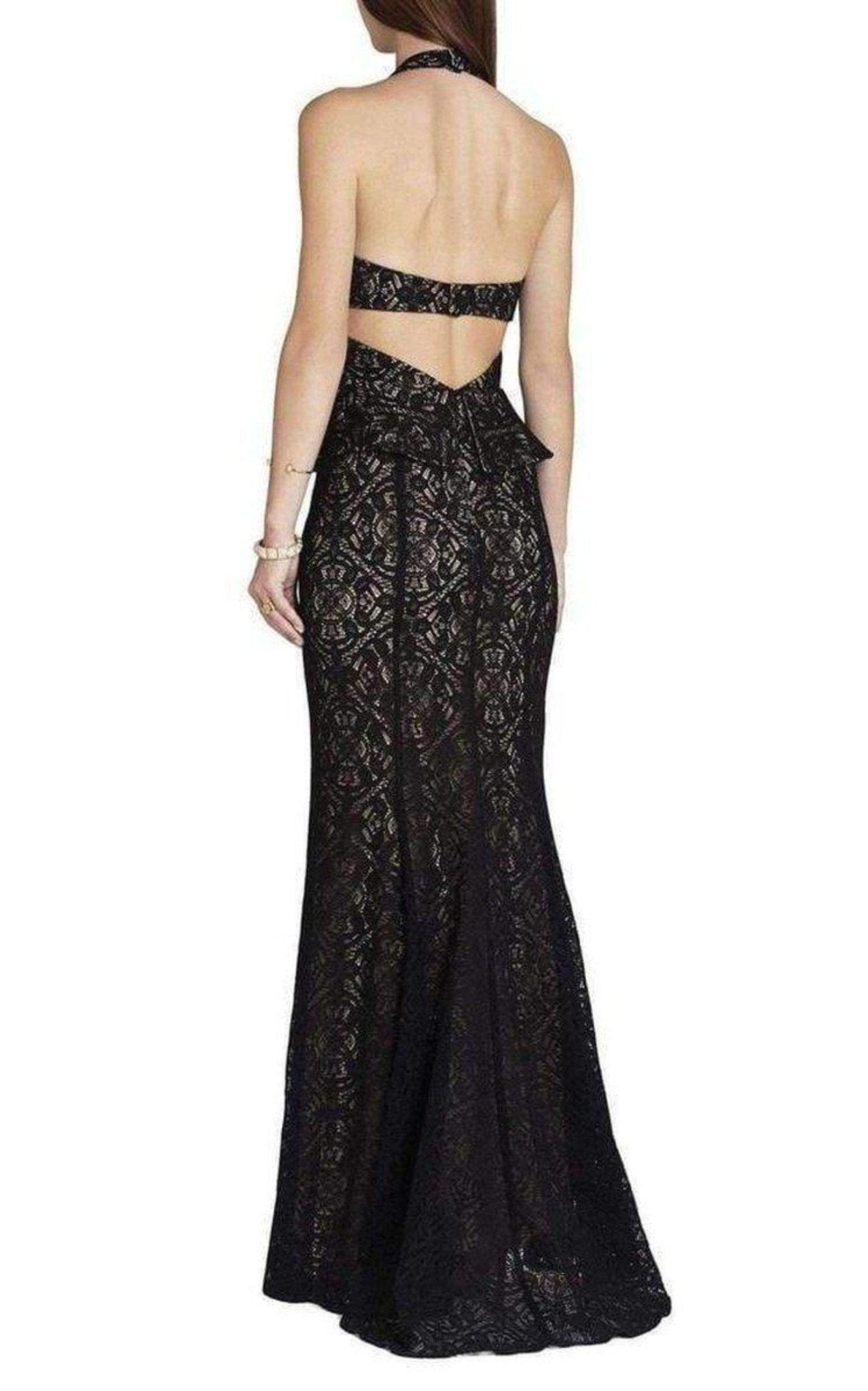 BCBGMAXAZRIA Daga Cutout Halter Black Gown Dress - Runway Catalog