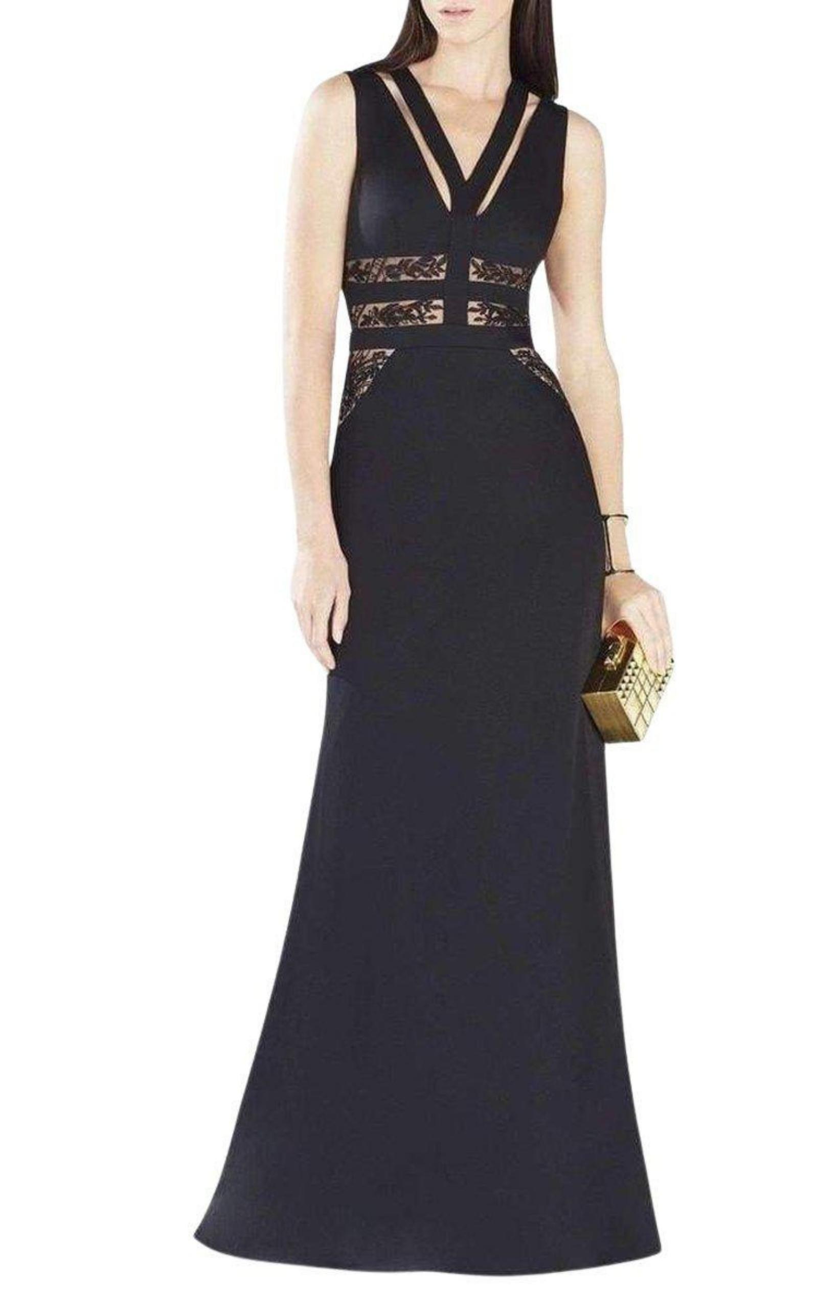 Bcbg sleeveless shops lace applique gown