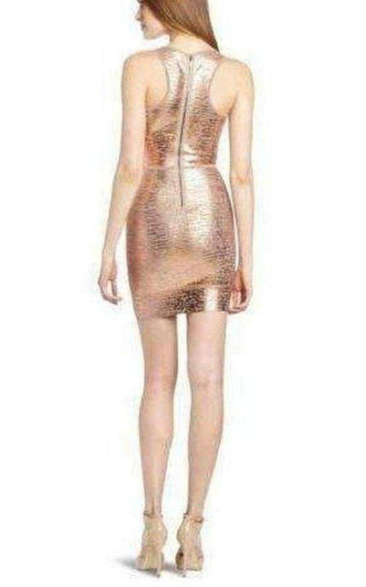 BCBGMAXAZRIA Gisela Criss Cross Foil Print Bodycon Dress - Runway Catalog