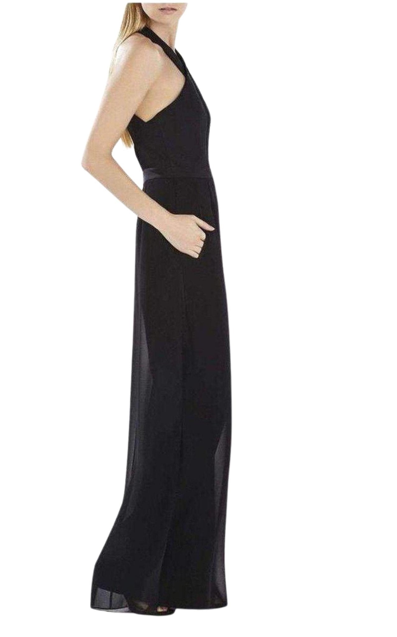BCBGMAXAZRIA Josselyn Black Halter Top Jumpsuit - Runway Catalog