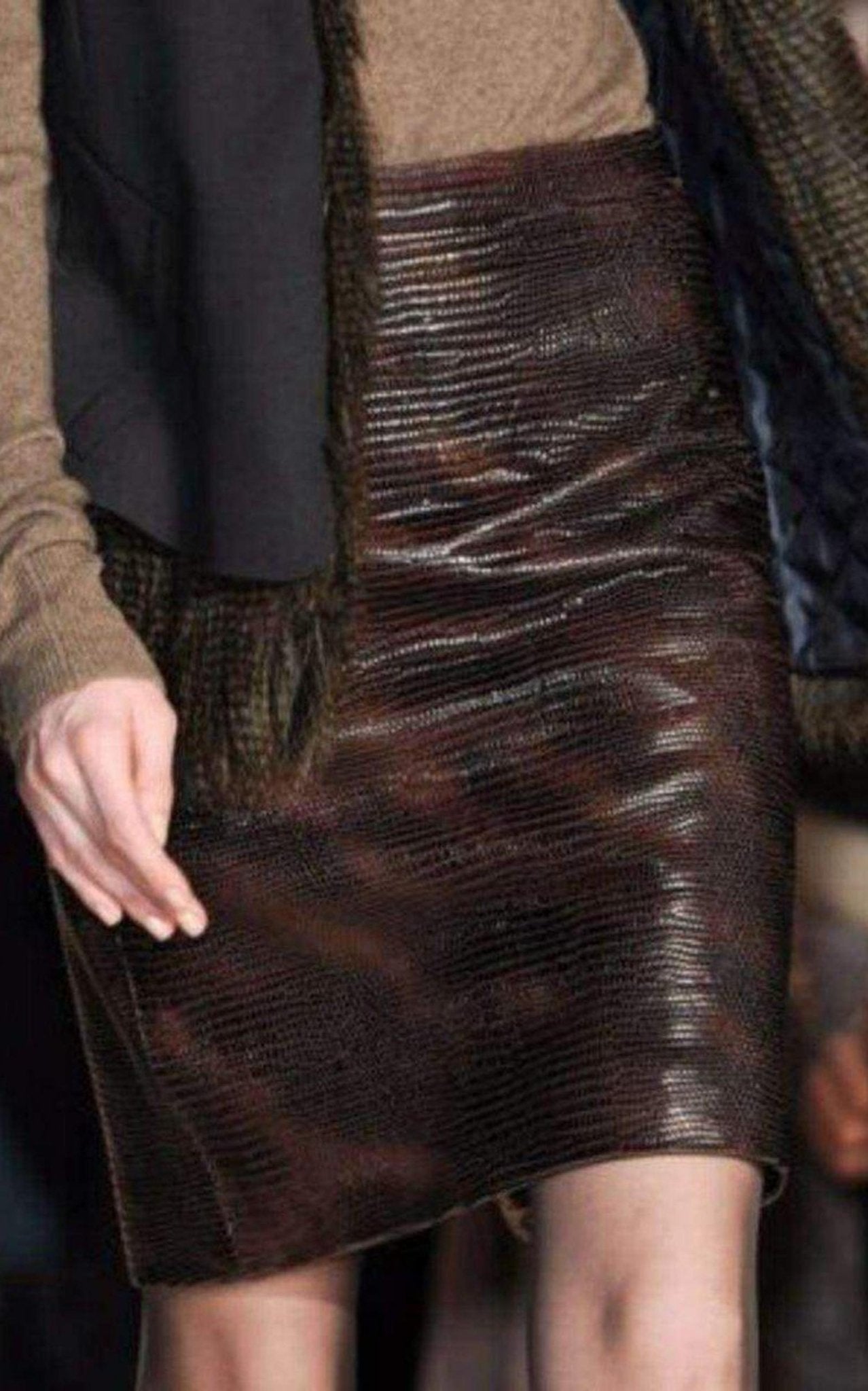 BCBGMAXAZRIA Leather Embossed Skirt - Runway Catalog