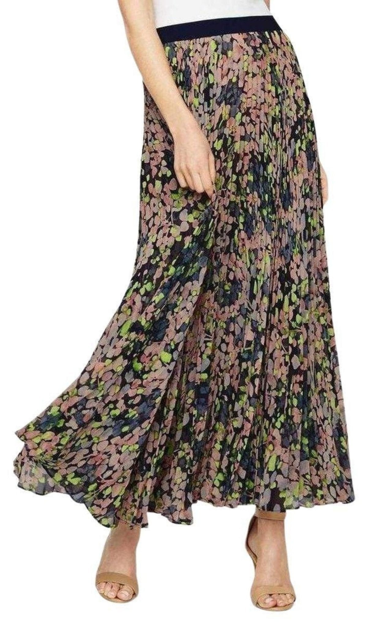 BCBGMAXAZRIA Pleated Floral Maxi Skirt - Runway Catalog