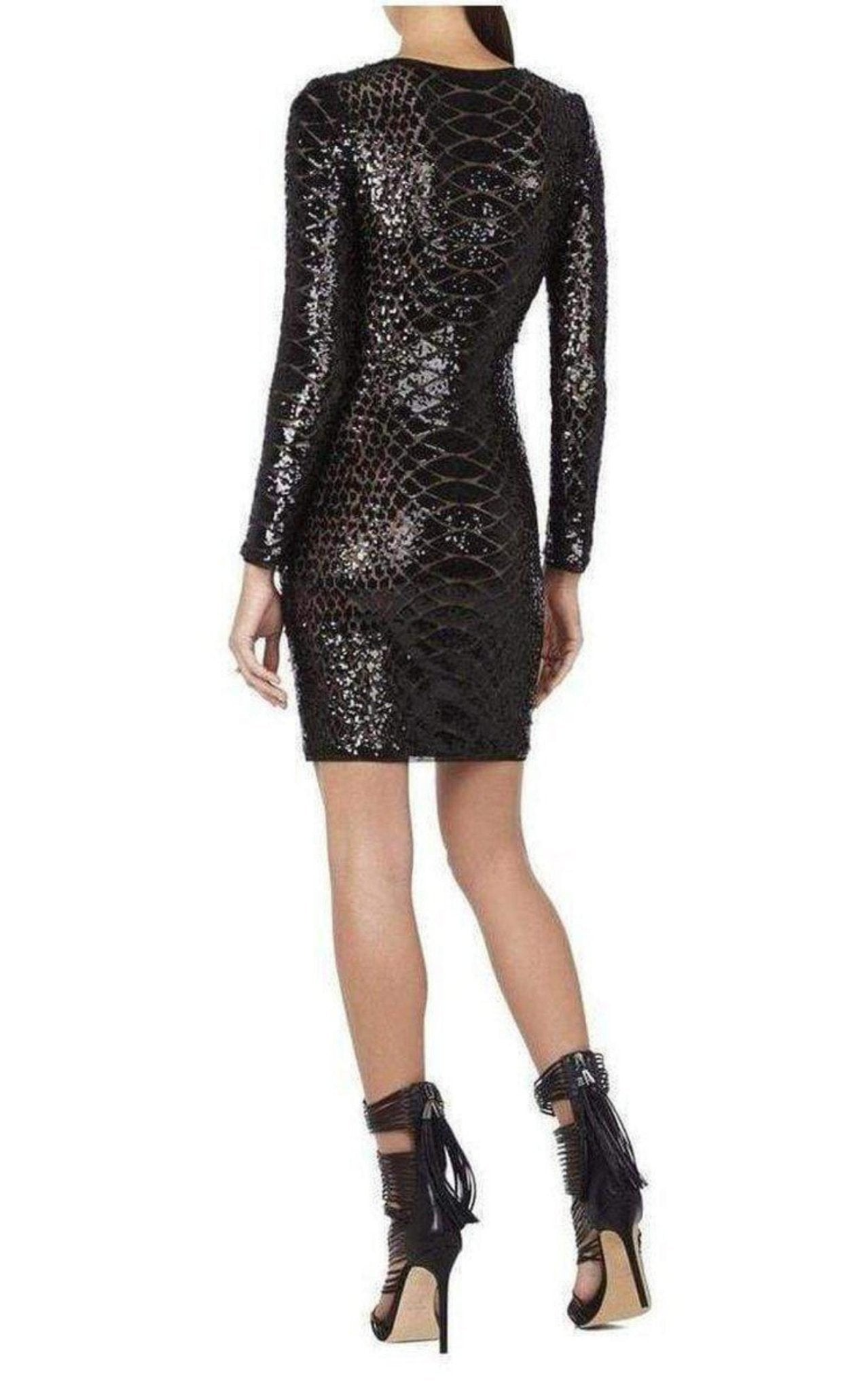 BCBGMAXAZRIA Sabryna Long Sleeve Python Sequin Dress - Runway Catalog