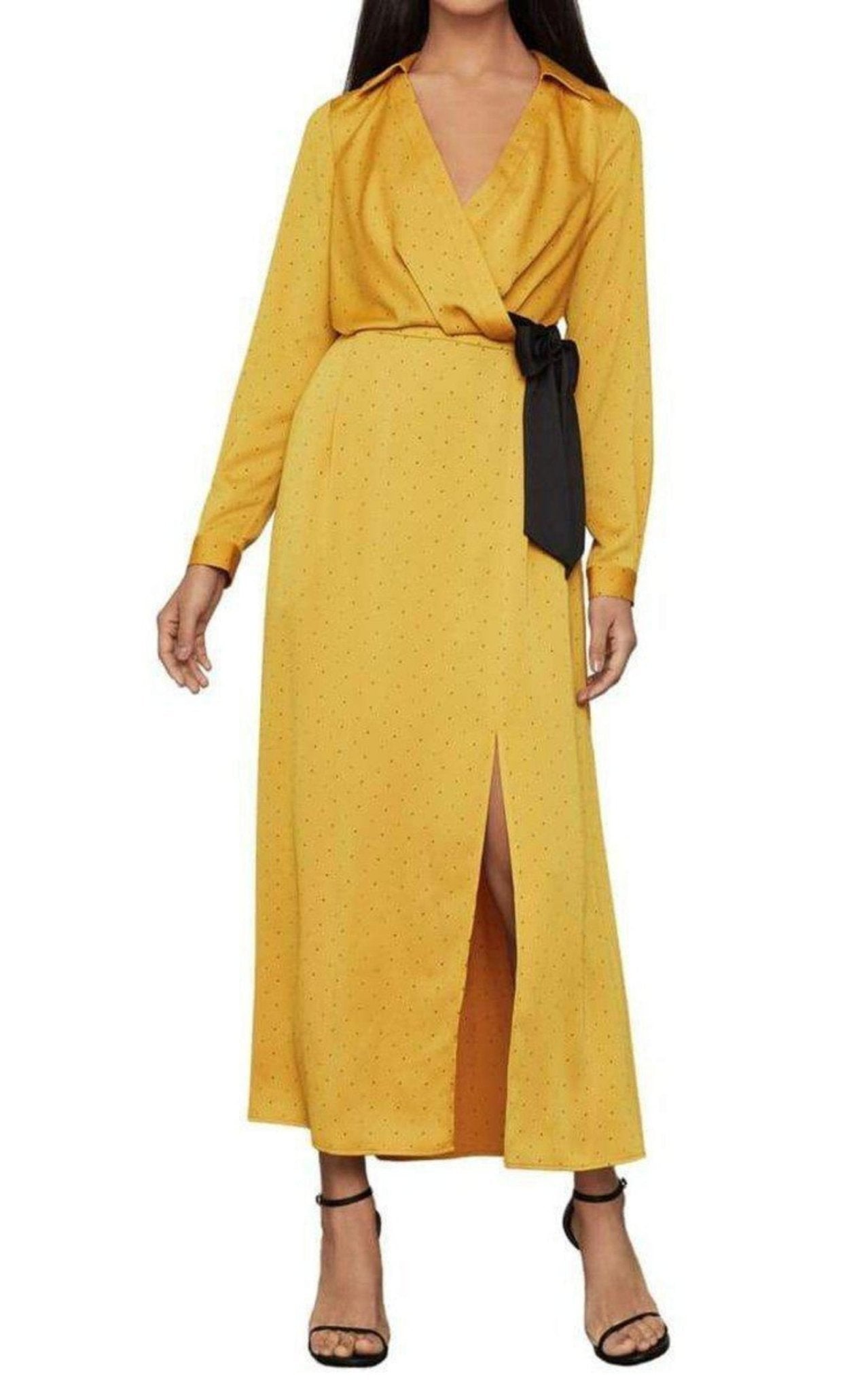 BCBGMAXAZRIA Satin Polka Dot Sash Dress - Runway Catalog