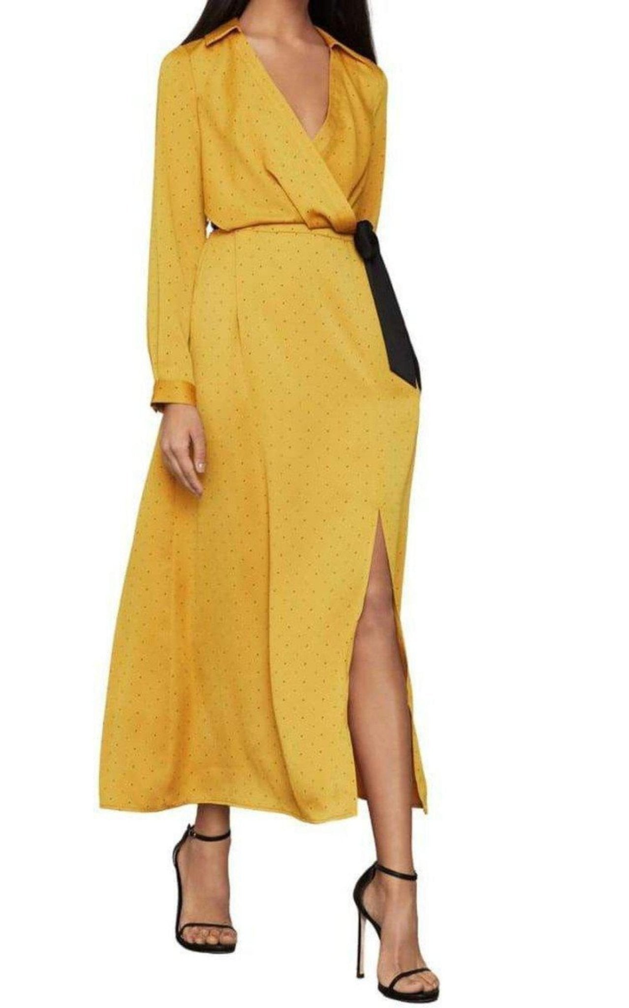 BCBGMAXAZRIA Satin Polka Dot Sash Dress - Runway Catalog