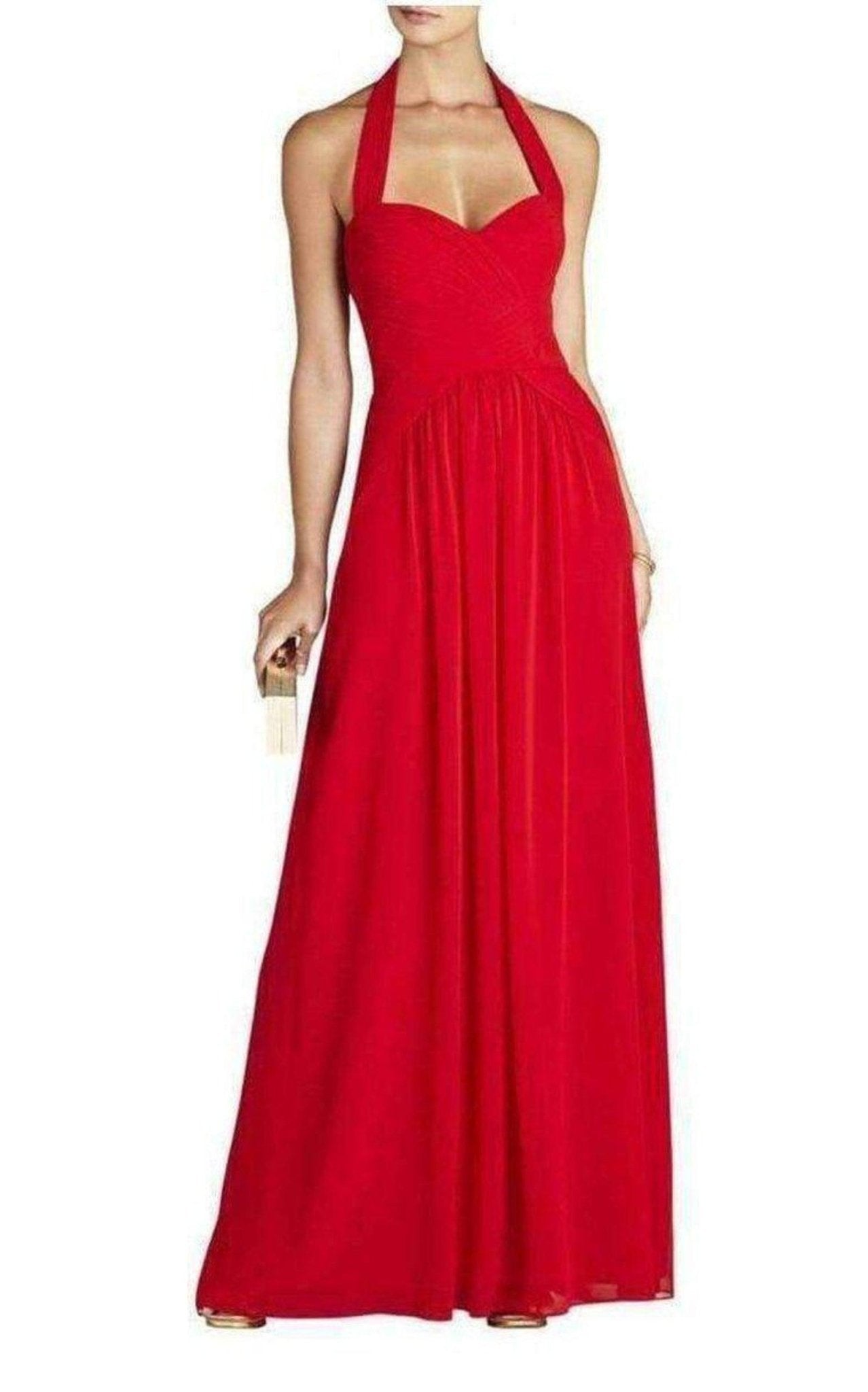 BCBGMAXAZRIA Selene Halter Neck Ruched Dress - Runway Catalog