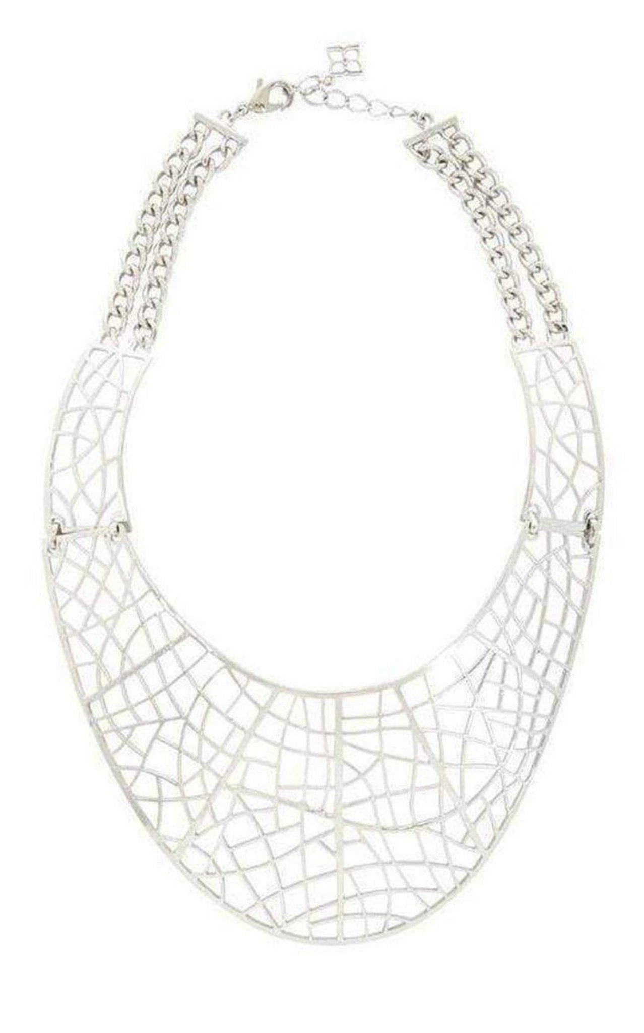 BCBGMAXAZRIA Silver Filigree Plate Necklace - Runway Catalog